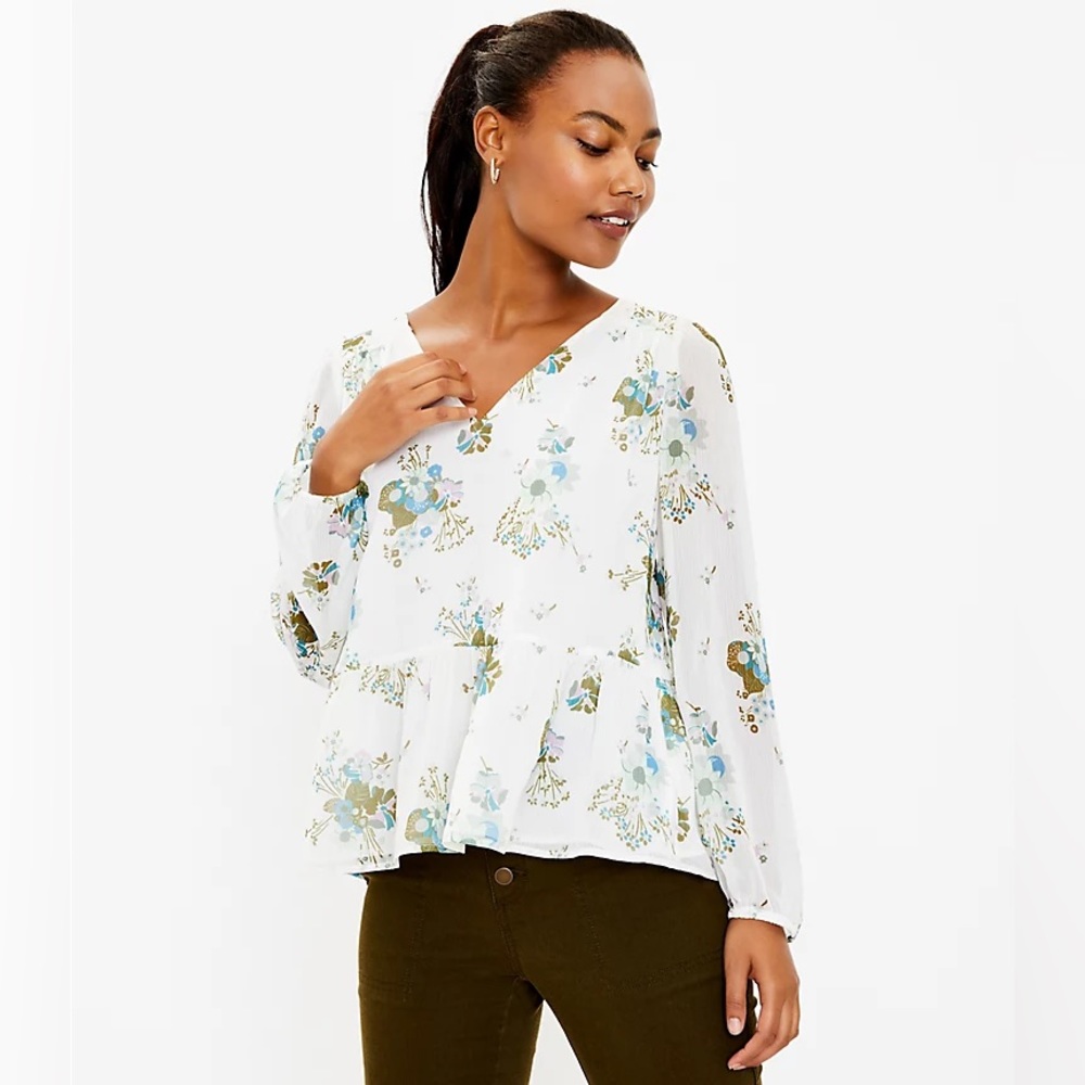 Loft Floral Peplum Blouse